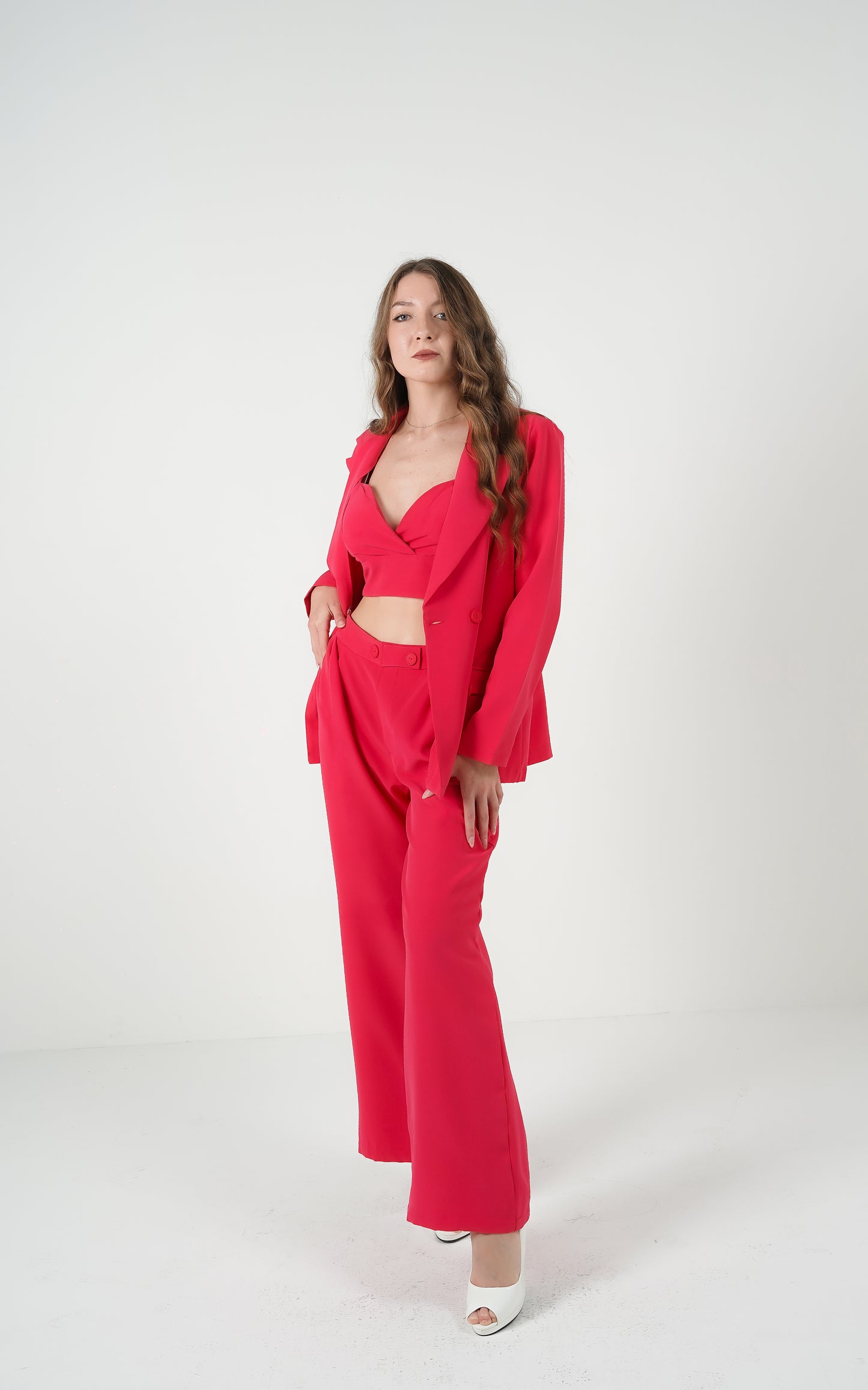Iconic Elegance Blazer Trio Shocking Pink
