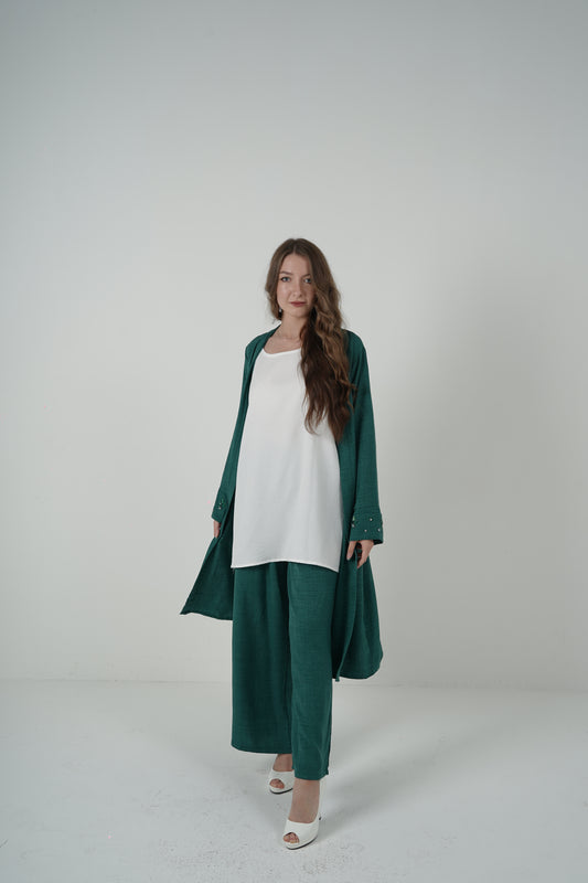 Emerald Essence 3-Piece Kaftan Co-Ord Set