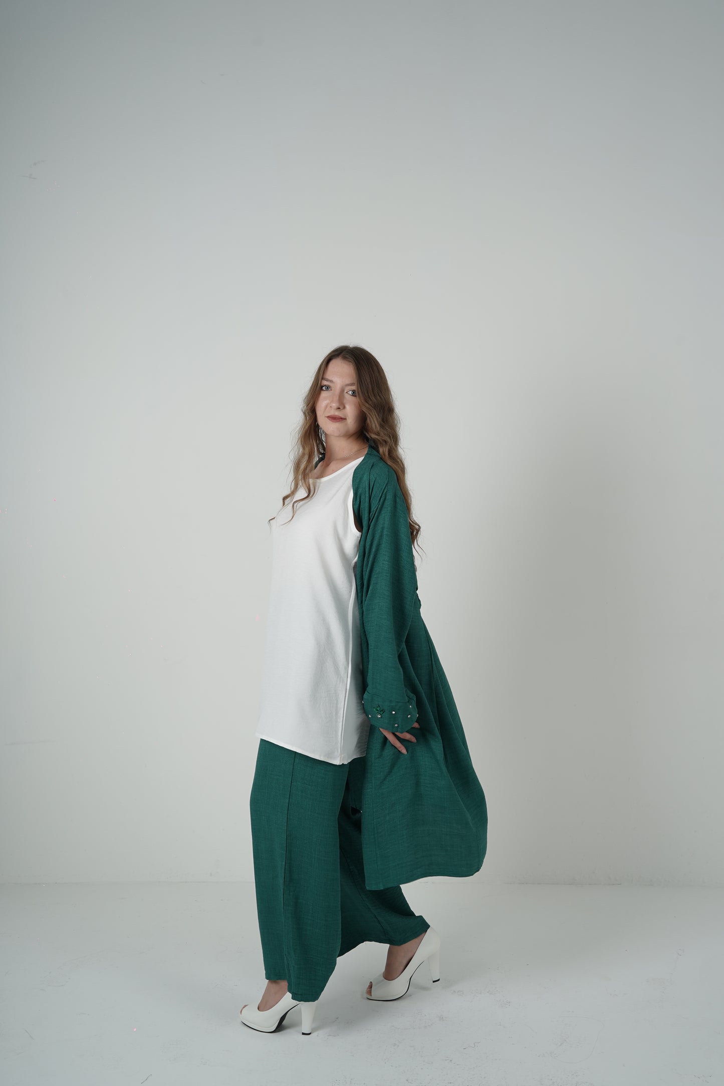 Emerald Essence 3-Piece Kaftan Co-Ord Set
