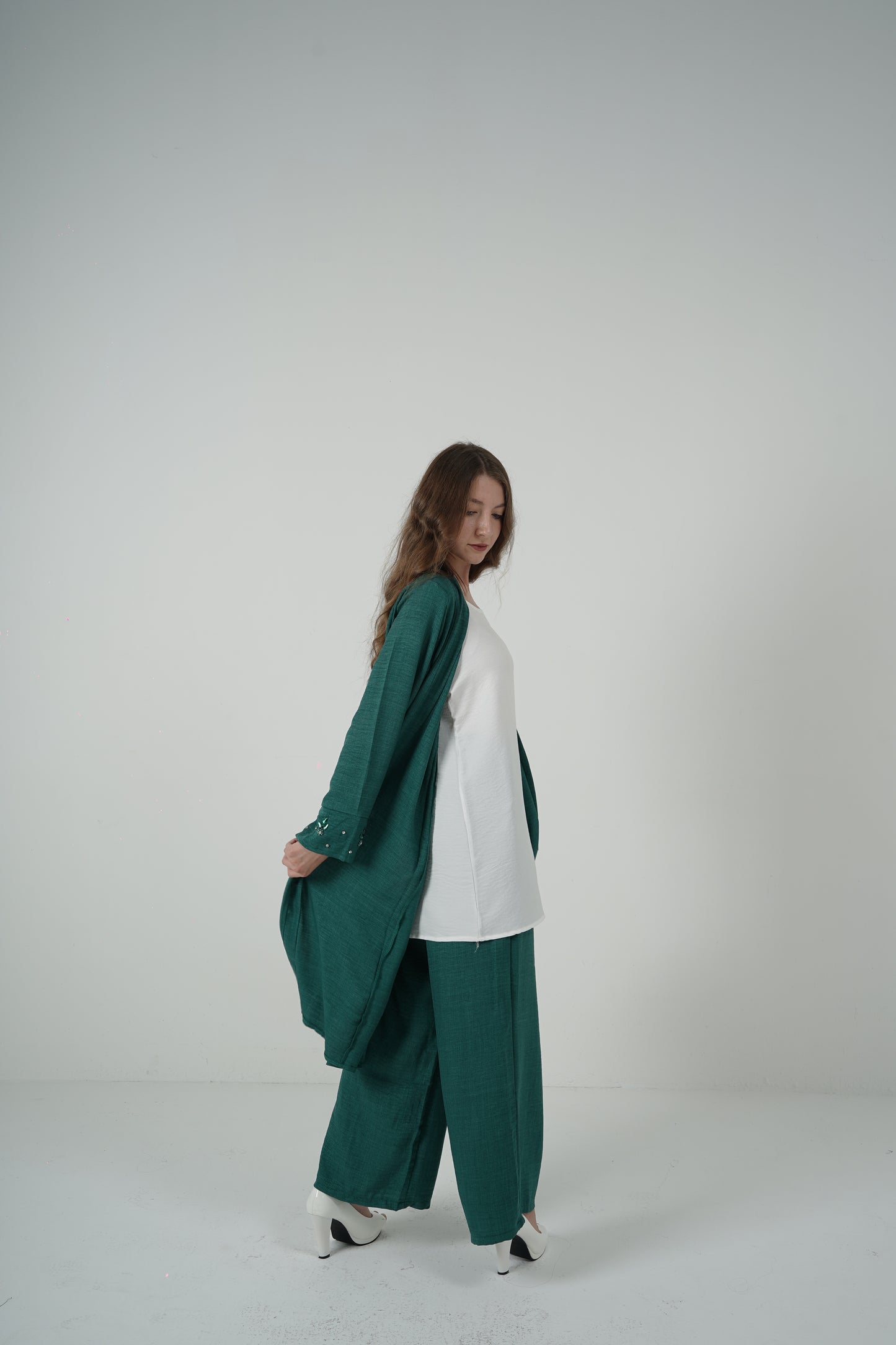 Emerald Essence 3-Piece Kaftan Co-Ord Set