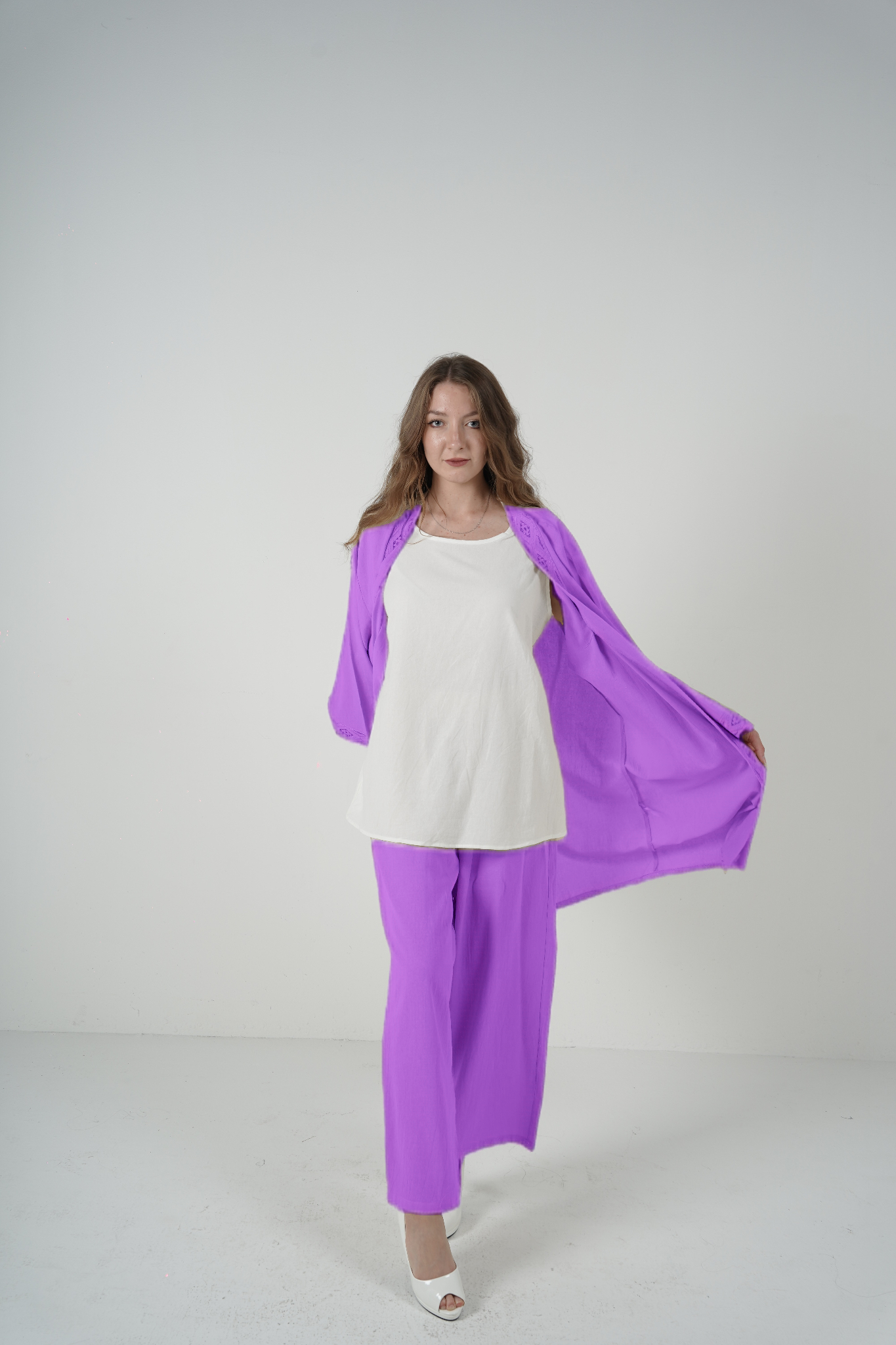 Desert Dusk Embroidered 3-Piece Kaftan Set